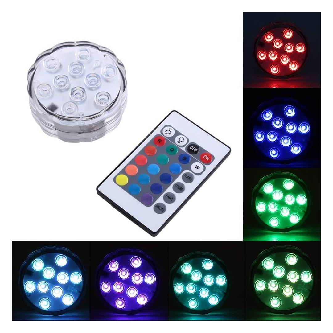 Lampara Subacuática + Control Luces De Colores