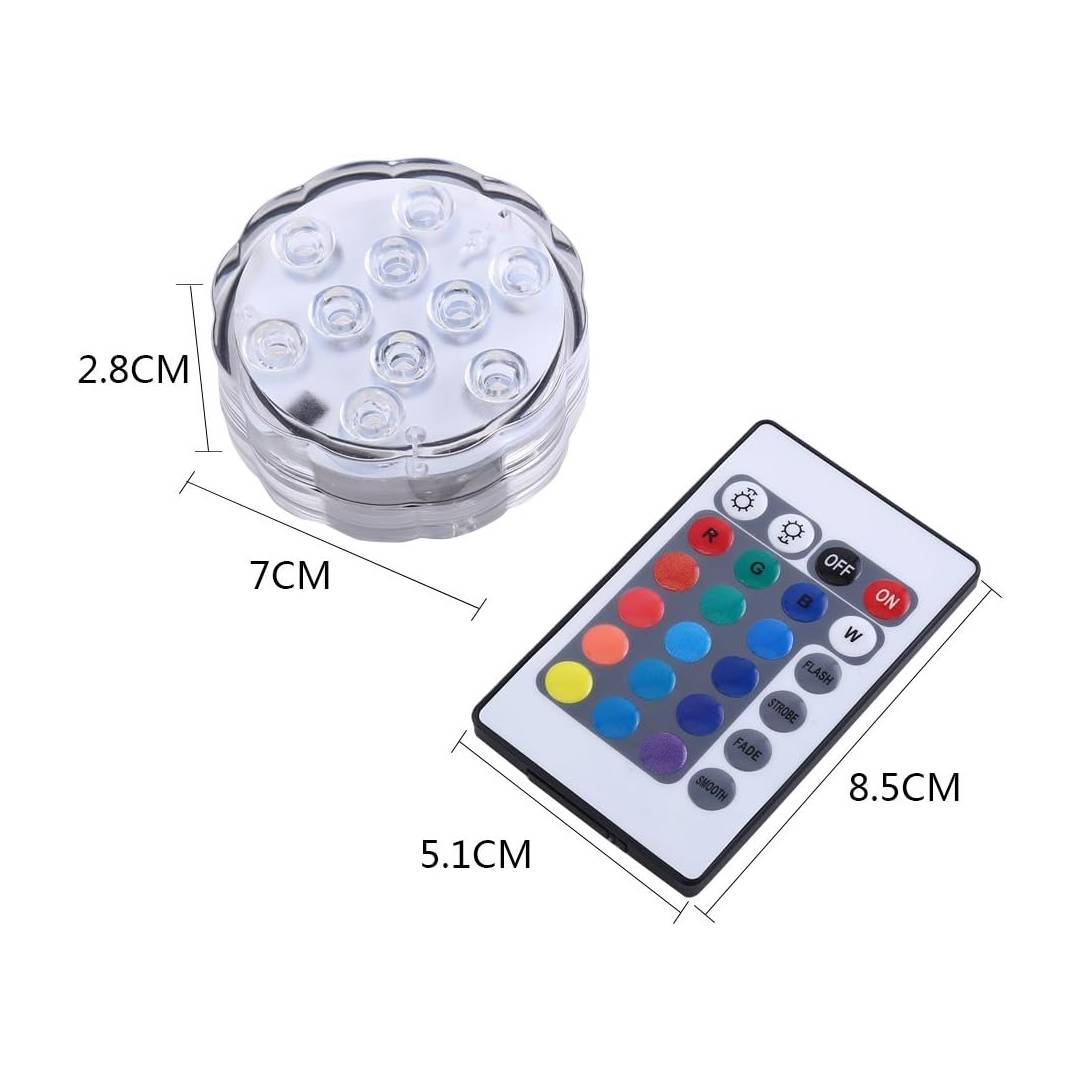 Lampara Subacuática + Control Luces De Colores
