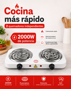 Estufa Eléctrica de Mesa - 2 Quemadores 2000W