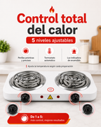 Estufa Eléctrica de Mesa - 2 Quemadores 2000W