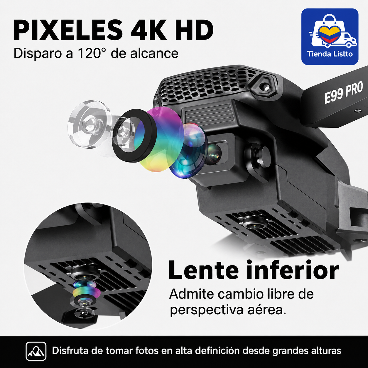 Drone E99 Pro Plegable + Batería Extra Incluida