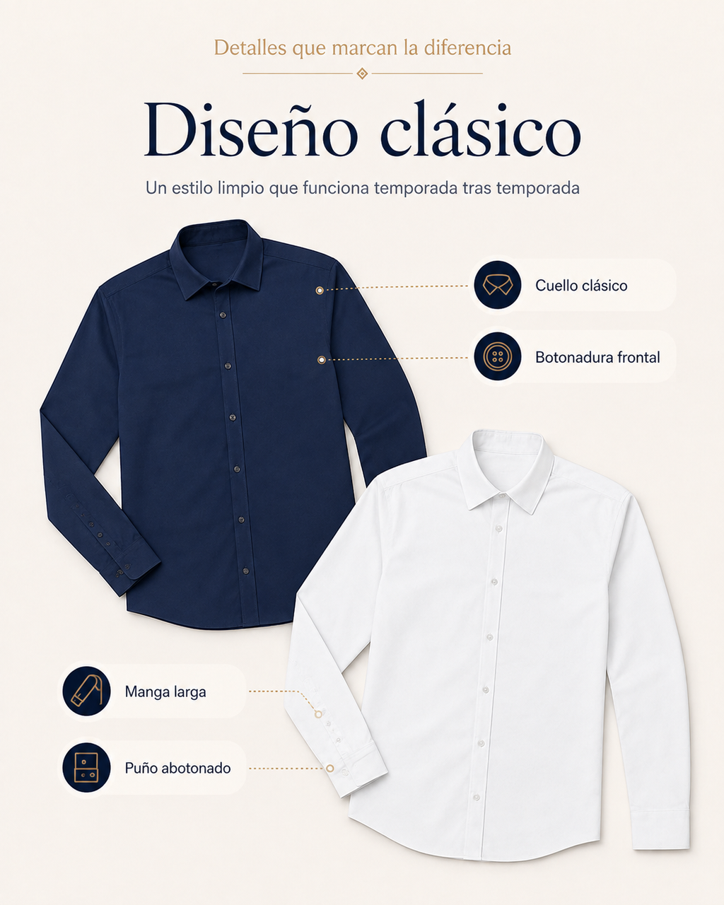 Camisa Élite Classic – Manga Larga en Seda Mango