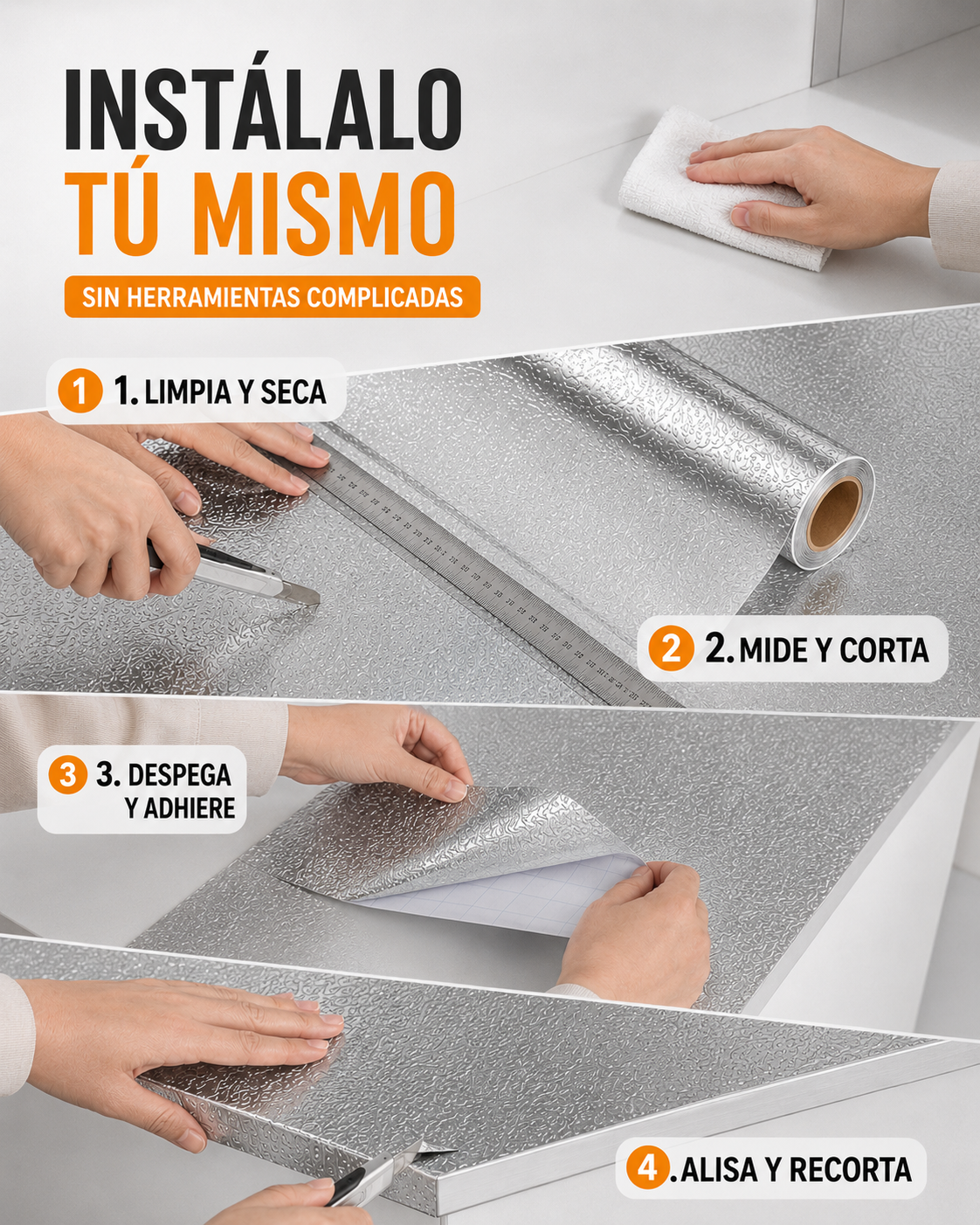 COCINANOVA - Papel Adhesivo de Aluminio - 5 Metros
