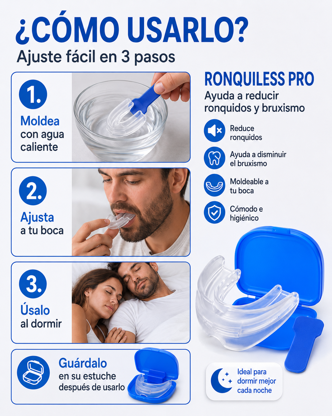 RONQUILESS PRO - Duerme mejor y protege tus dientes