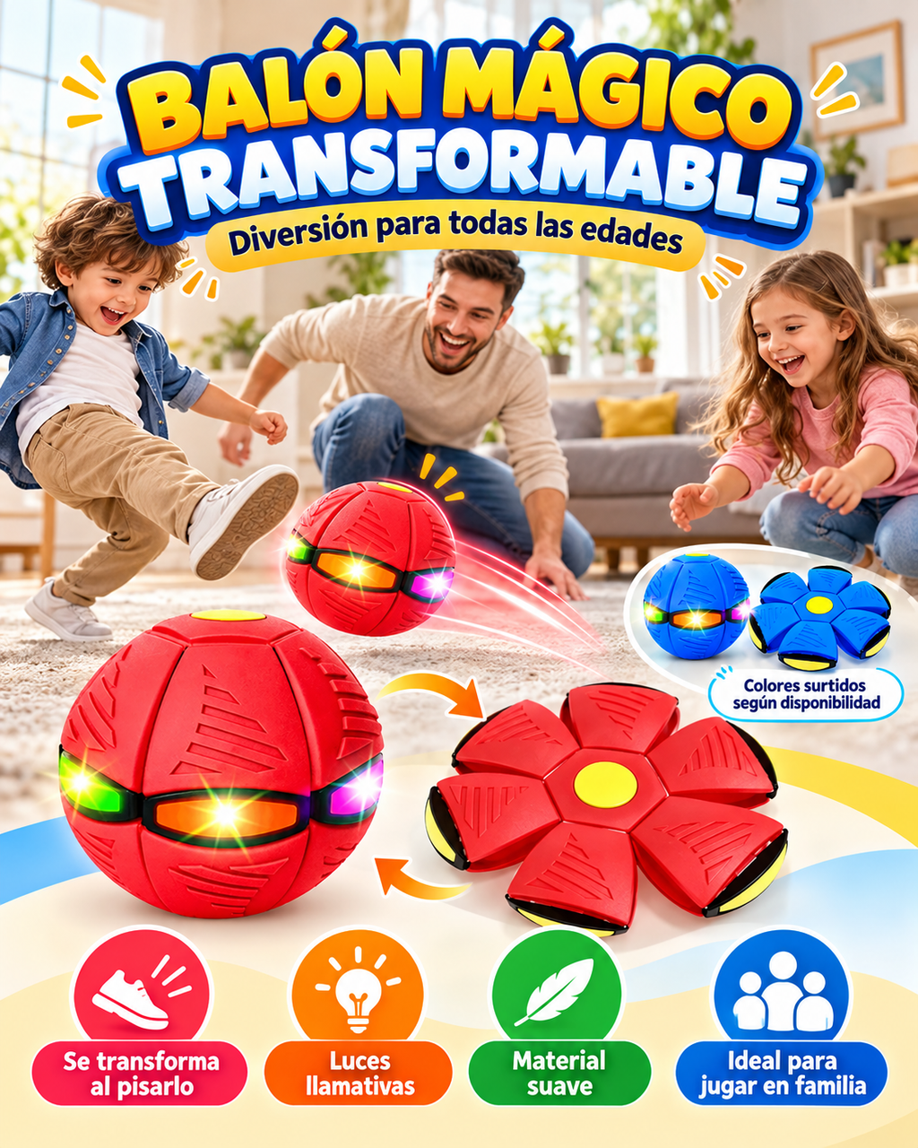 Balón Mágico Transformable - ¡Pasa de disco a pelota en segundos!