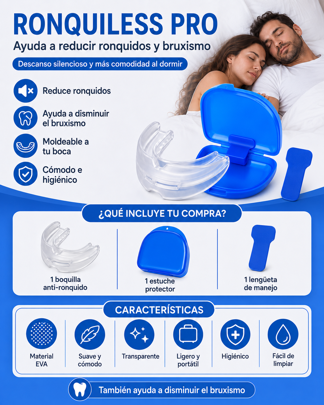 RONQUILESS PRO - Duerme mejor y protege tus dientes