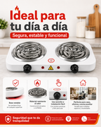 Estufa Eléctrica de Mesa - 2 Quemadores 2000W