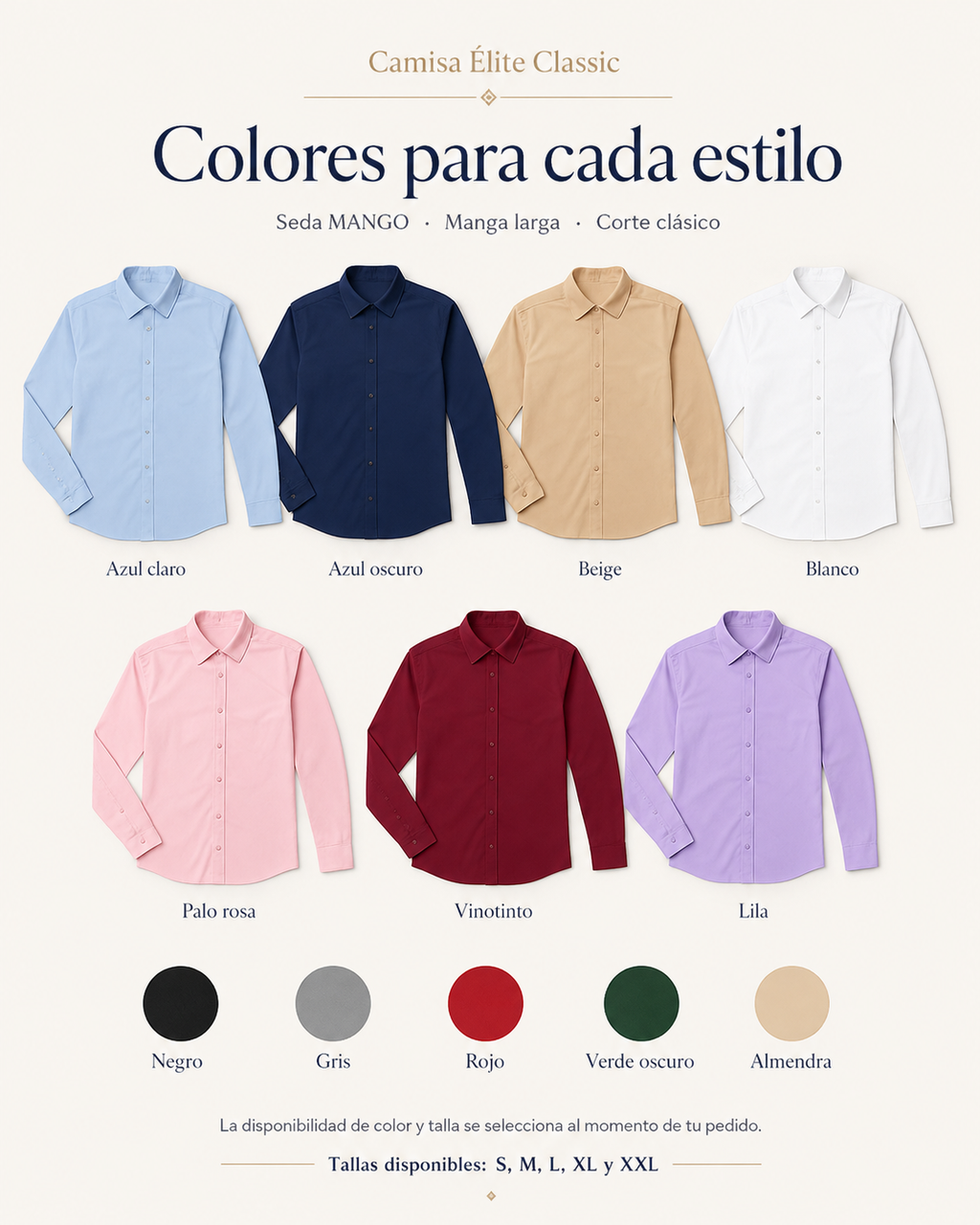 Camisa Élite Classic – Manga Larga en Seda Mango