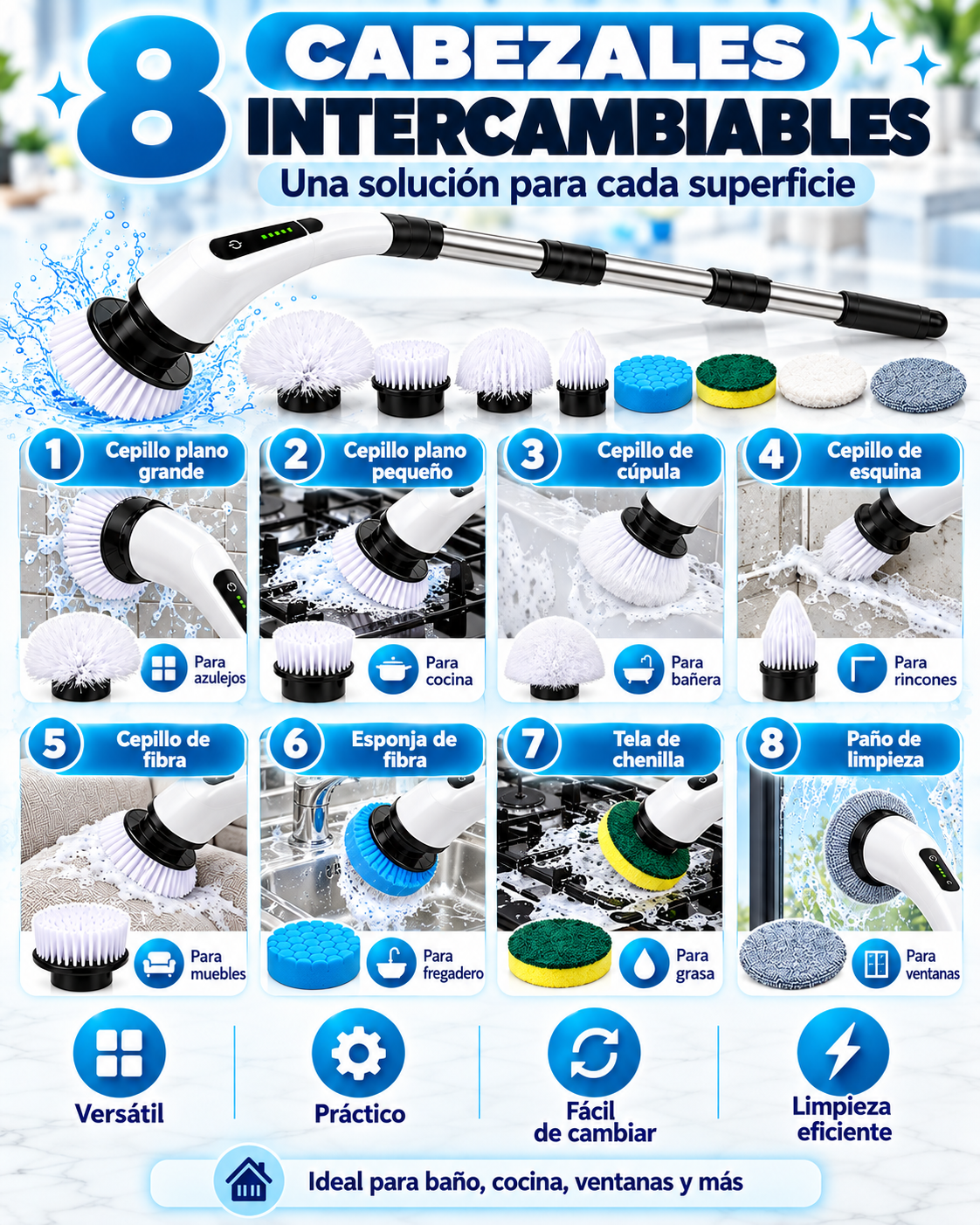 Cepillo Eléctrico Multiusos 9 en 1