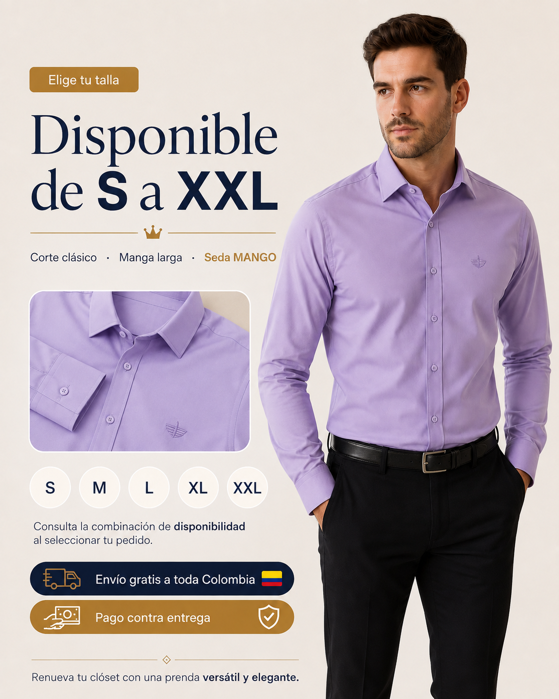 Camisa Élite Classic – Manga Larga en Seda Mango