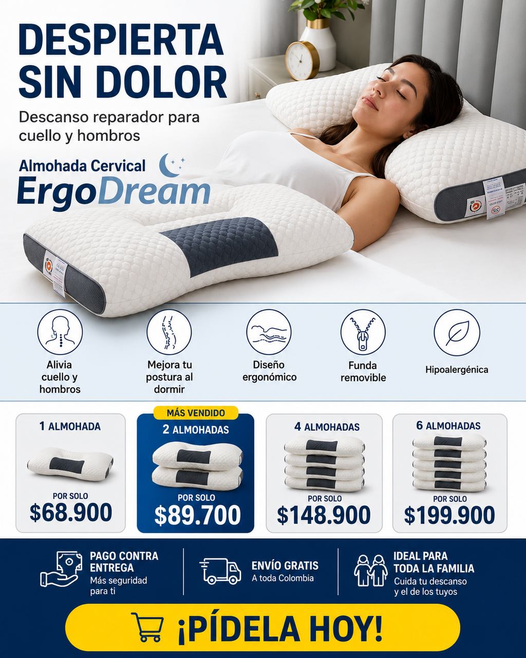 Almohada Ortopédica Cervical - Redescubre el placer de despertar sin dolores