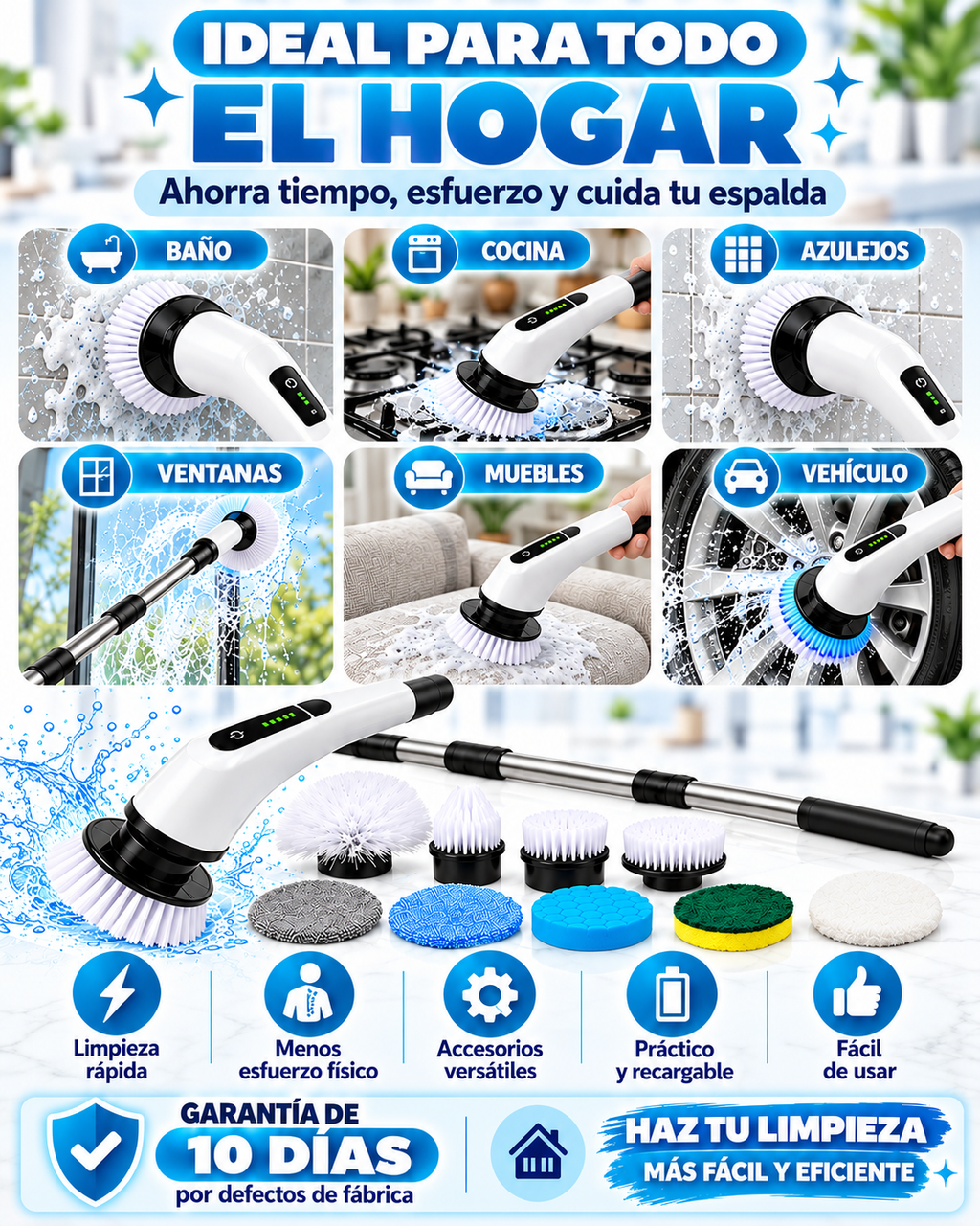 Cepillo Eléctrico Multiusos 9 en 1