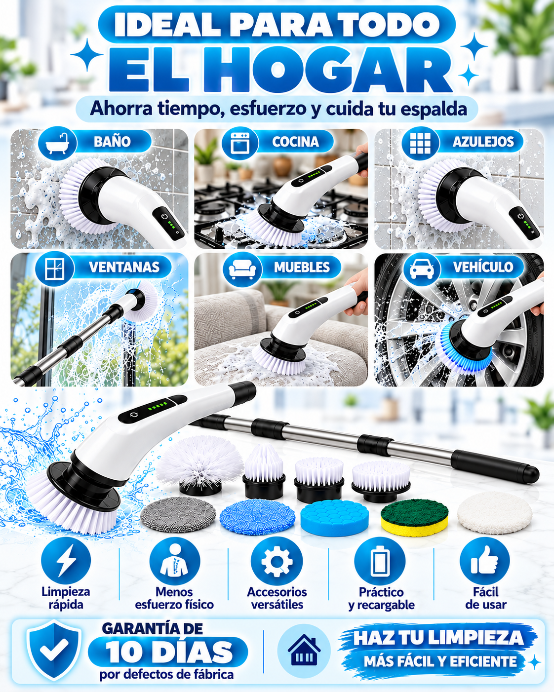 Cepillo Eléctrico Multiusos 9 en 1