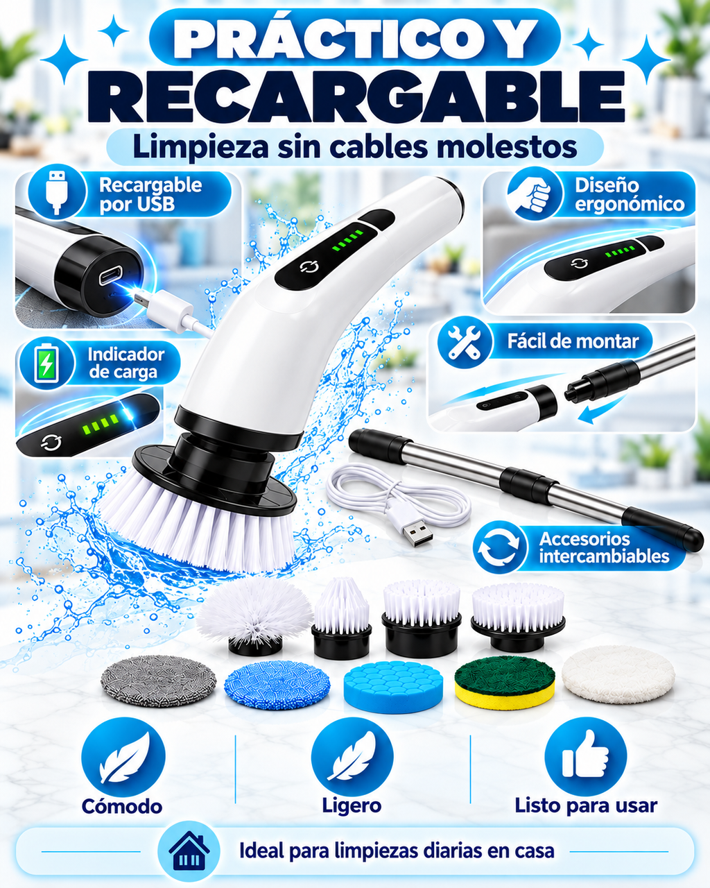 Cepillo Eléctrico Multiusos 9 en 1