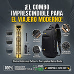 Combo Hombre Moderno: Bandolera Antirrobo + Barbeador Retro Buda