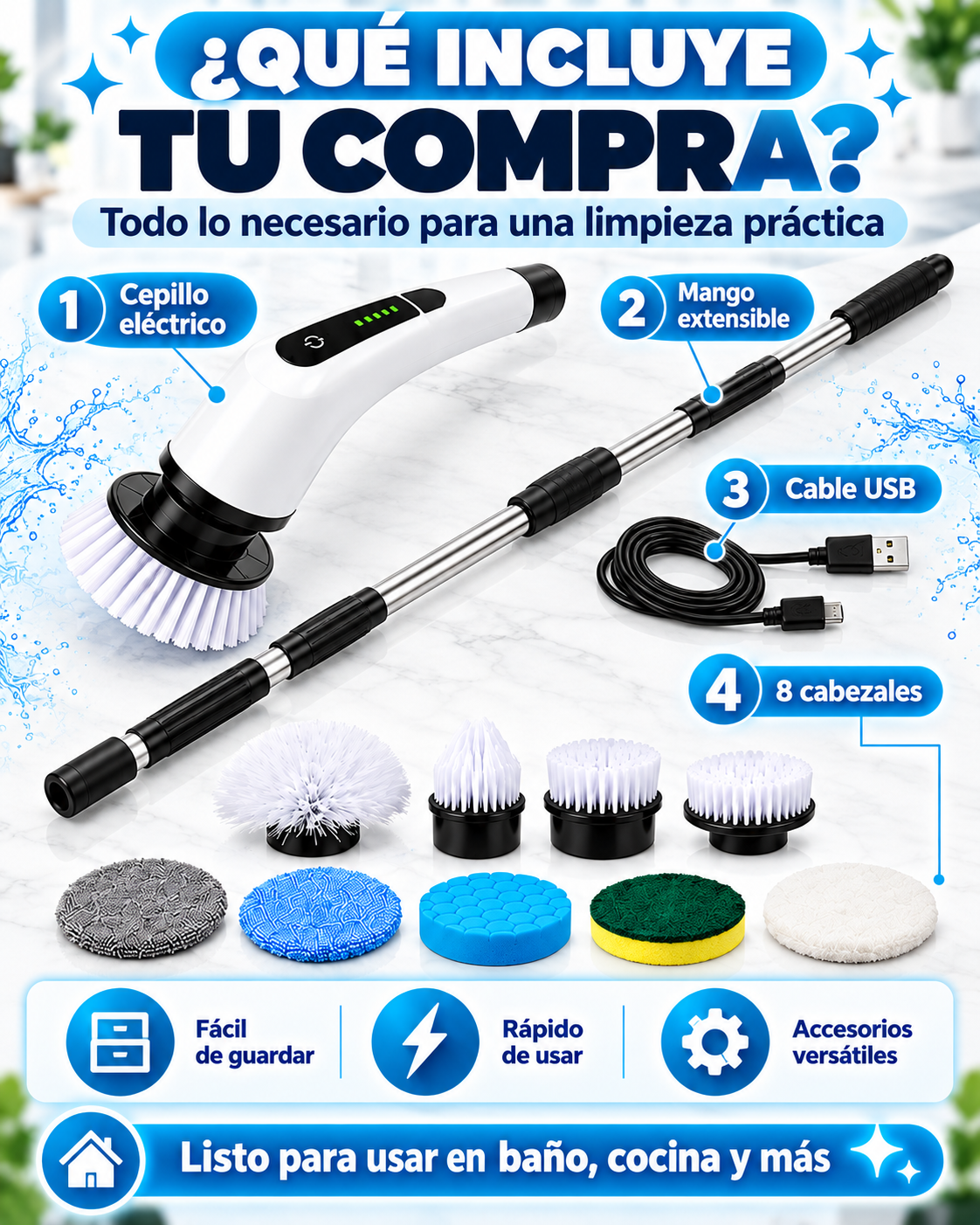 Cepillo Eléctrico Multiusos 9 en 1