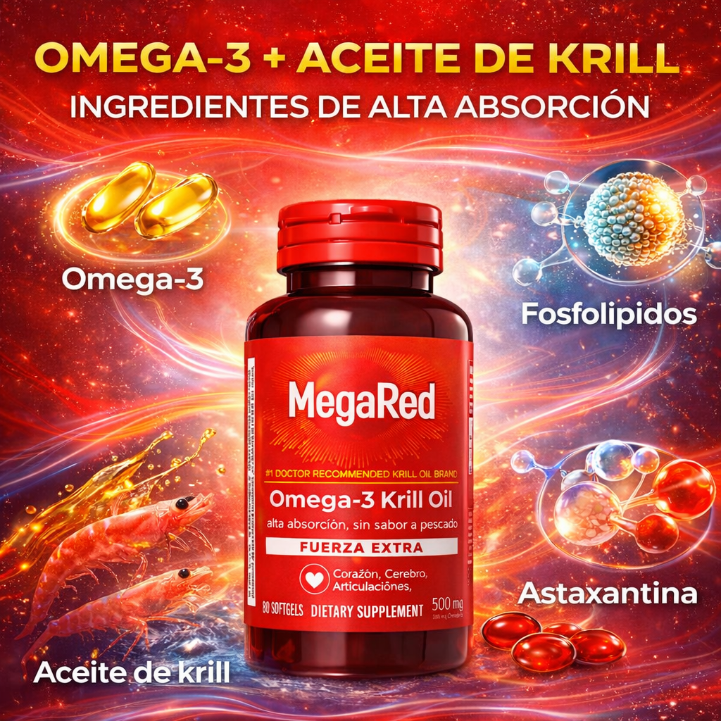 MegaRed® Omega-3 + Krill: Cuida tu corazón, mente y articulaciones