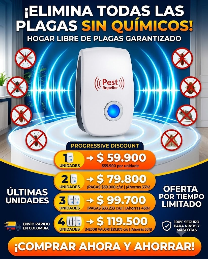 Repelente Ultrasónico de Insectos y Ratas - Pest Repeller