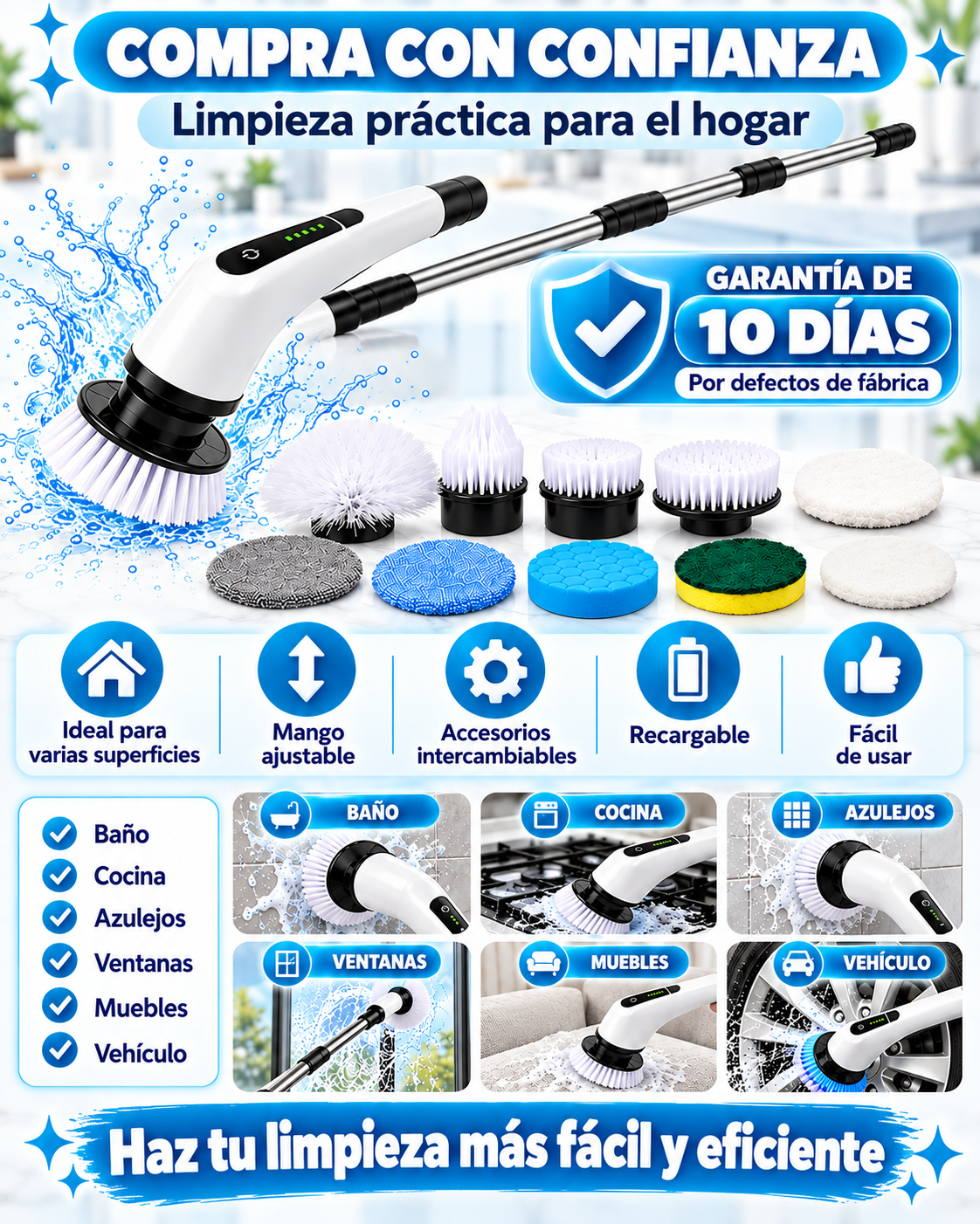 Cepillo Eléctrico Multiusos 9 en 1