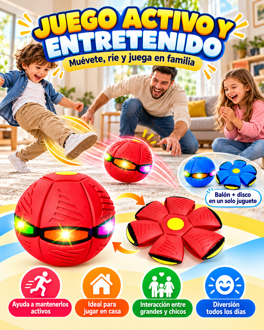 Balón Mágico Transformable - ¡Pasa de disco a pelota en segundos!