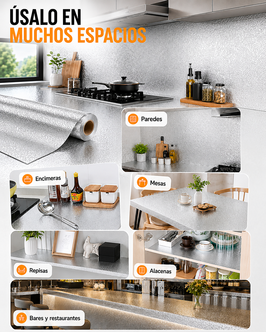 COCINANOVA - Papel Adhesivo de Aluminio - 2 Metros