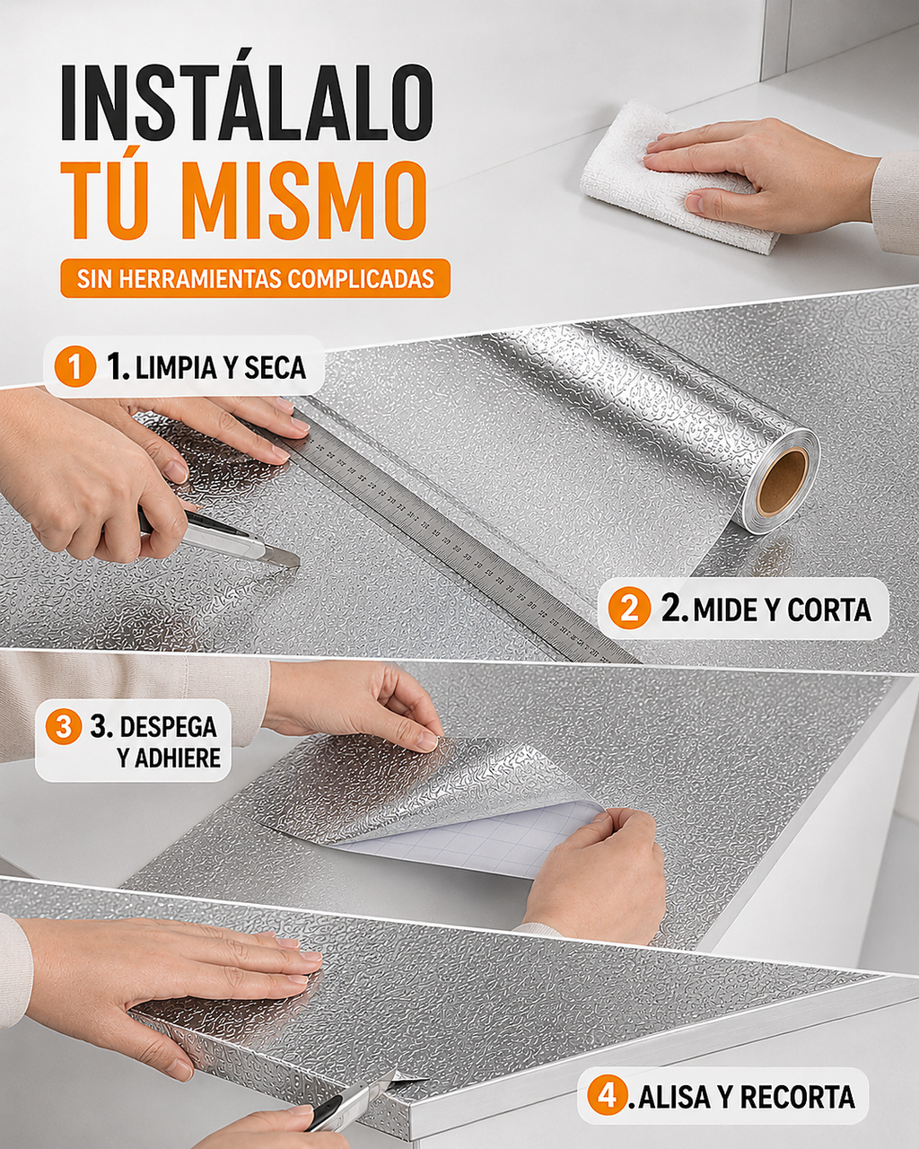 COCINANOVA - Papel Adhesivo de Aluminio - 2 Metros