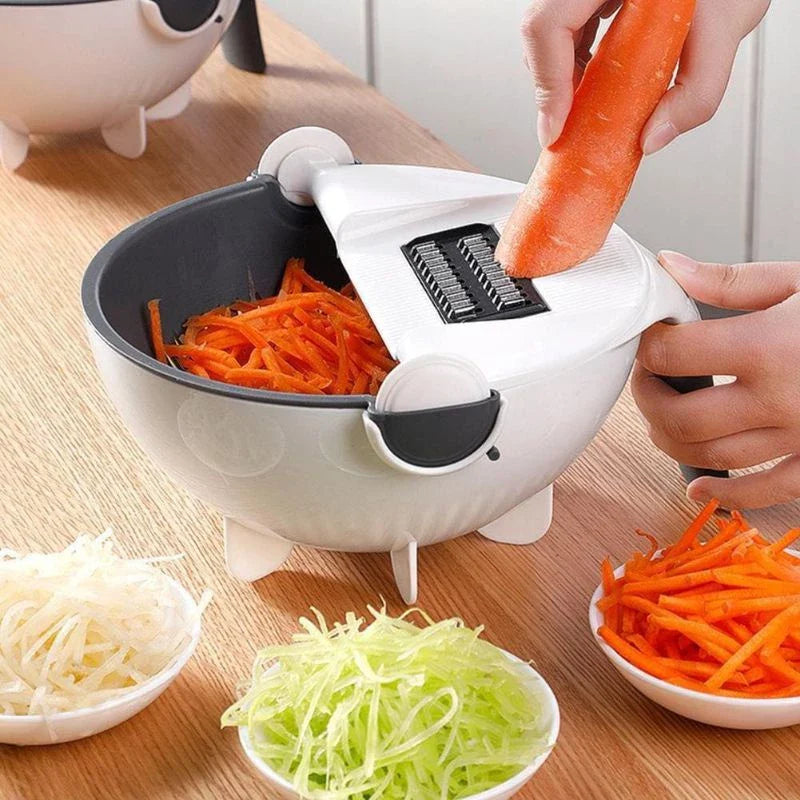 RALLADOR Y ESCURRIDOR 9 en 1 + AFILADOR DE CUCHILLOS DE REGALO