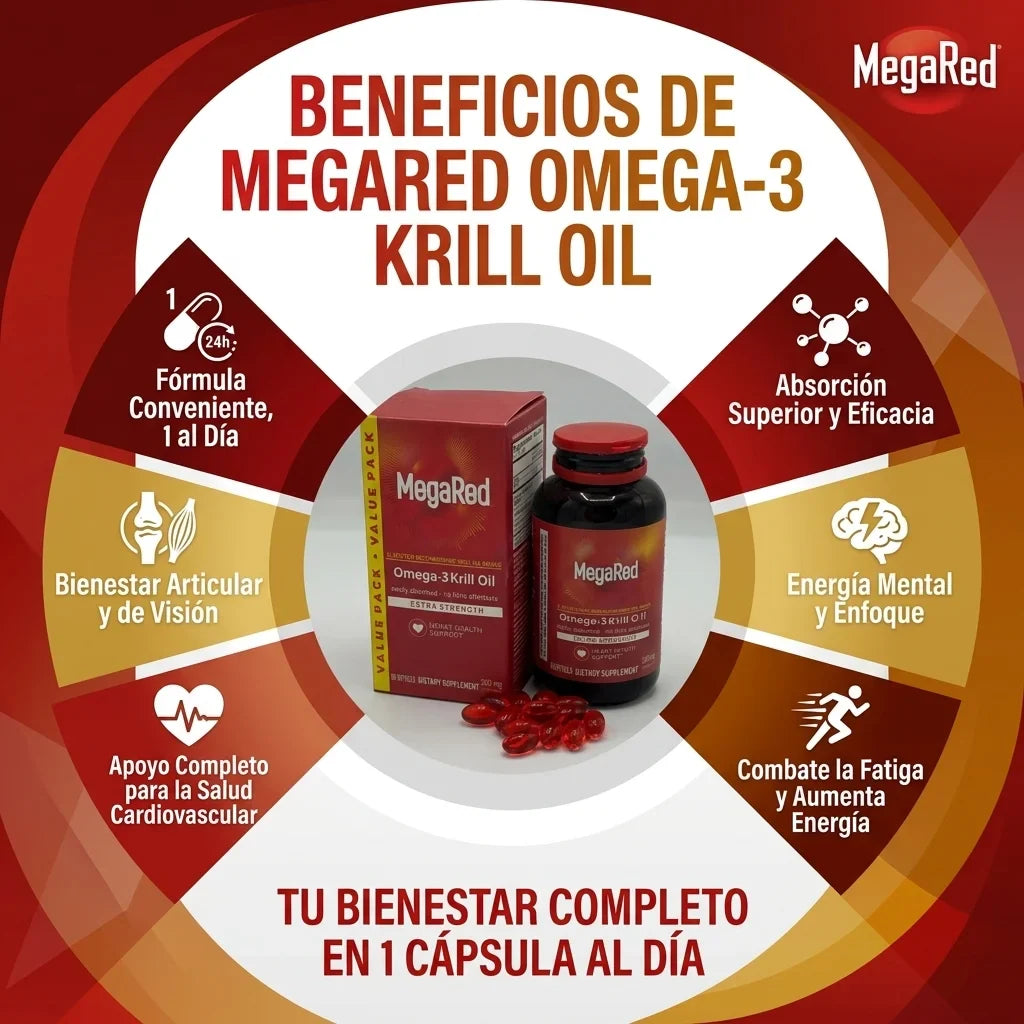 MegaRed® Omega-3 + Krill: Cuida tu corazón, mente y articulaciones